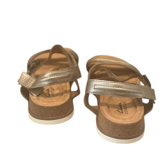 Clarks Collection Brynn Step Rose Gold Leather Sandals Women’s 11W - Picture 4 of 8